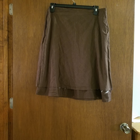 Vintage JH Collectibles Cotton Chevron Skirt 16P Brown and White A-Line - Picture 6 of 7